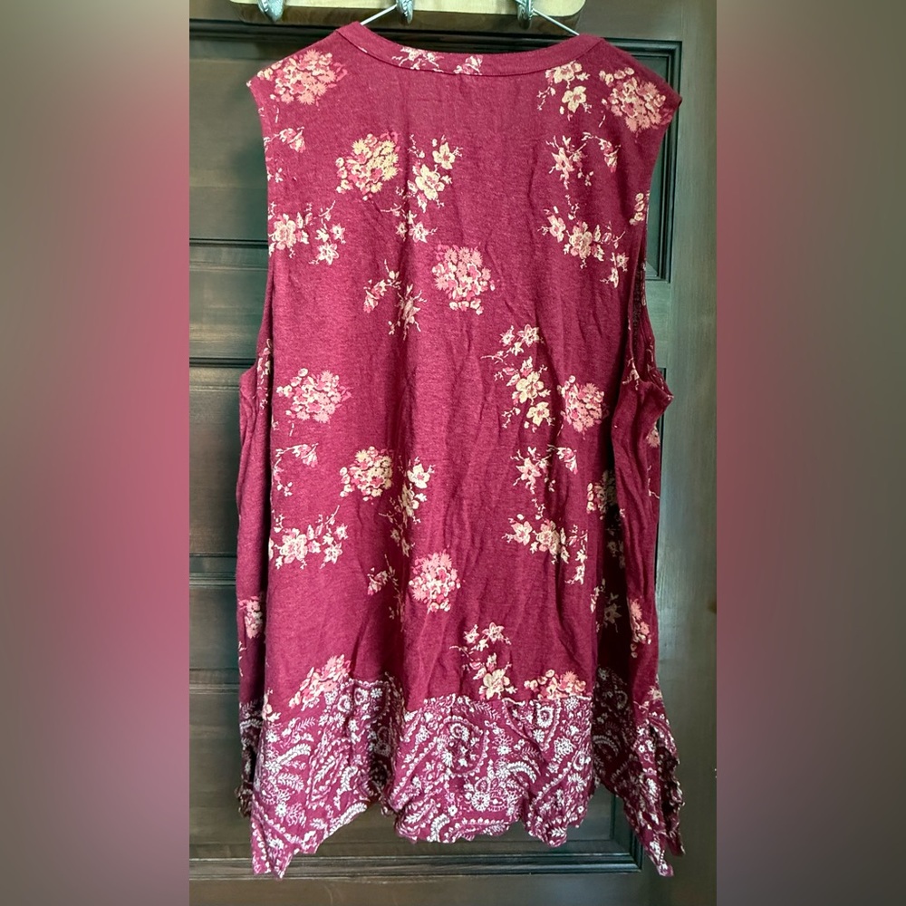 Lucky Brand Plus Red Sleeveless Tunic with Tie Front - Picture 2 of 7